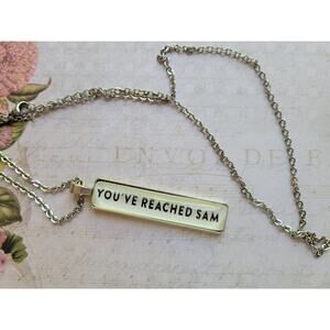 Rectangle pendant necklace made with You've Reached Sam book pages